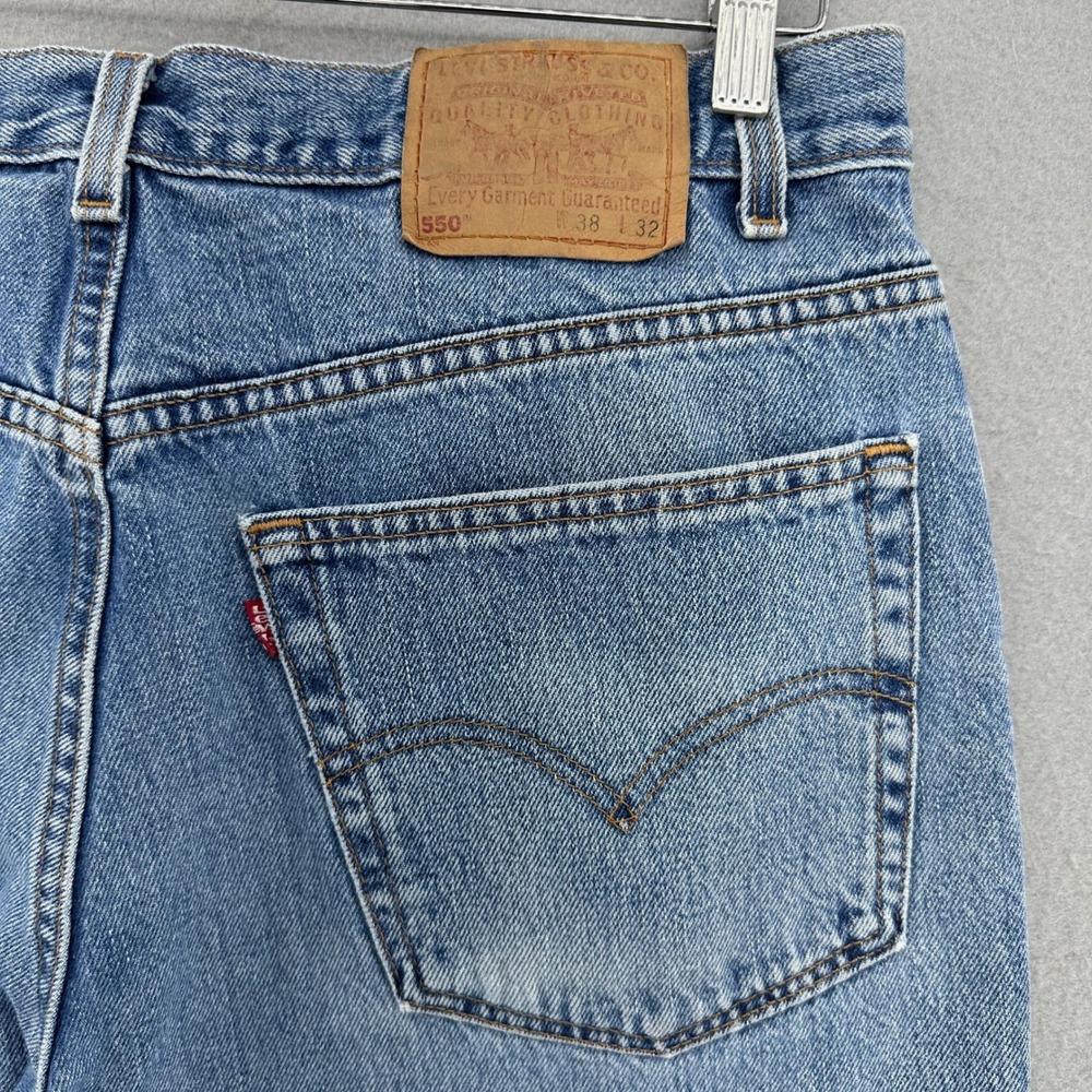 1991 Levi's 550 Relaxed‎ Fit Jeans Men's 38x32 (36x31) Light Wash VTG Distressed